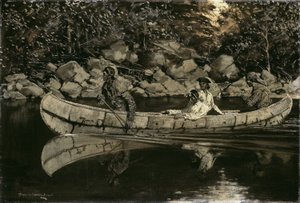 Wiosłowanie rannego brytyjskiego oficera autorstwa Frederic Remington