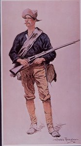 Wojna hiszpańsko-amerykańska 1898, amerykański piechota uzbrojony w karabin magazynowy Krag-Jorgensen