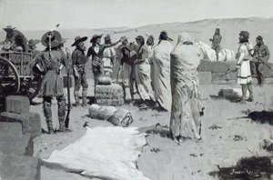 Tłumacz machający do młodzieży, ok. 1900 autorstwa Frederic Remington