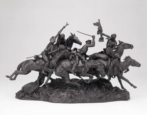 Stare Dragoni z 1850 r., model 1905, odlew 1905-09 (brąz z czarną patyną) autorstwa Frederic Remington