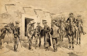 Kawaleria amerykańska ściga ludzi Garzy nad Rio Grande autorstwa Frederic Remington