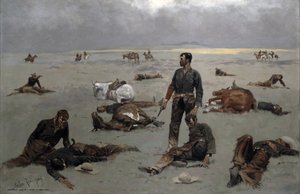 Ile kosztuje nieoznakowana krowa, 1895 autorstwa Frederic Remington