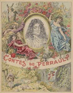 Ilustracja na stronie tytułowej Les Contes de Perrault (kolor lito) autorstwa Frederic Theodore (after) Lix