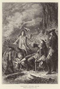 Villars błogosławi Malplaquet. Claude Louis Hector de Villars, marszałek Francji, ranny w bitwie pod Malplaquet, wojna o sukcesję hiszpańską autorstwa Frederic Theodore Lix