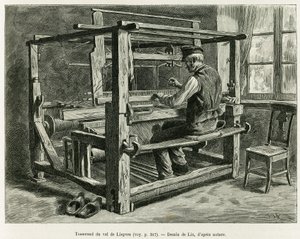 Tkacz z Doliny Liepvre. Grawerowanie autorstwa Lixa, ilustrujące opowiadanie „Przez Alzację i Lotaryngię”, w 1887 r., autorstwa Charlesa Grada, niemieckiego zastępcy, w tour du monde 1888, w reżyserii Edouarda Chartona (1807-1890), Hachette, Paryż.