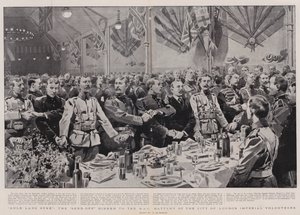 Auld Lang Syne, kolacja pożegnalna dla Baterii HAC Ochotników Imperialnych Miasta Londynu autorstwa Frederic de Haenen