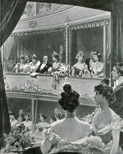 Król Edward VII z rodziną w Covent Garden autorstwa Frederic de Haenen