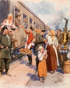 Sprzedawcy herbaty na dworcu wiejskim autorstwa Frederic de Haenen