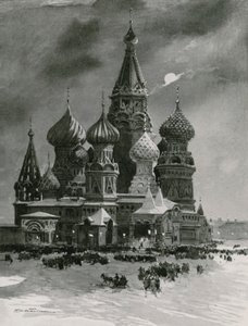 Kościół św Bazylego w Place Rouge w Wigilię autorstwa Frederic de Haenen