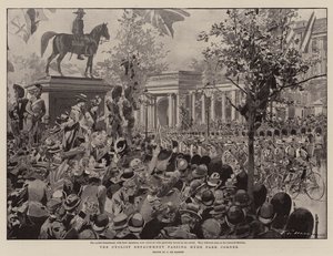 Oddział rowerzystów mijając Hyde Park Corner autorstwa Frederic de Haenen