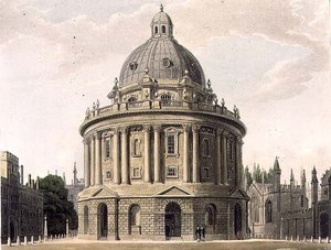 The Radcliffe Library, ilustracja z „Historii Oksfordu”, ryt. J. Bluck (fl.1791-1831) wyd. przez R. Ackermanna autorstwa Frederick (after) Mackenzie