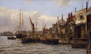 „Rzeka w Limehouse”, c1890 autorstwa Frederick A Winkfield