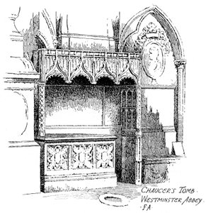 Grób Chaucerów, Opactwo Westminsterskie, Londyn, 1912 r.
