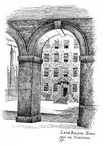Budynek Baranka, Świątynia, z krużganków, Londyn, 1912 autorstwa Frederick Adcock