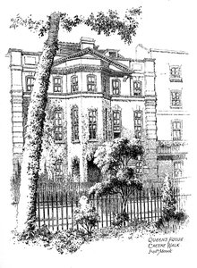 Queens House, Cheyne Walk, Chelsea, Londyn, 1912 r autorstwa Frederick Adcock