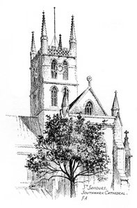 Katedra w Southwark, Londyn, 1912 autorstwa Frederick Adcock