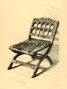 Krzesło składane, drewno orzechowe, XVI-XVII w., 1881 r.