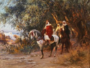 Arabowie na koniu, 1892 autorstwa Frederick Arthur Bridgman
