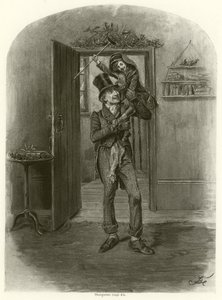 Bob Cratchit i Tiny Tim (wklęsłodruk) autorstwa Frederick Barnard
