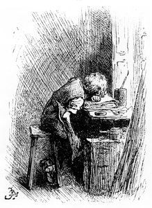 Charles Dickens w fabryce Blackinga, ilustracja z "The Leisure Hour", 1904 (rycina) autorstwa Frederick Barnard