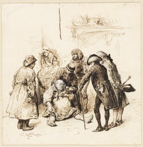 Dwóch dżentelmenów pomaga pijanemu autorstwa Frederick Barnard