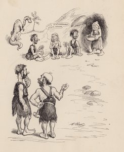 Our Antediluvian Ancestors autorstwa F Oppera: Numer Trzy (litografia)