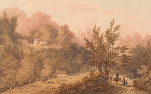 A Lane with Figures - Ilha de Wight (?)polonês autorstwa Frederick Calvert