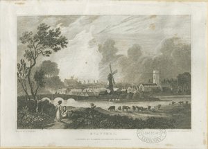 Stafford - South West View: grawerowanie, nd [c 1830] (druk) autorstwa Frederick Calvert