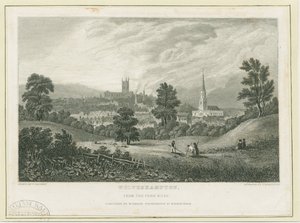 Wolverhampton - Daleki widok z Penn Road: staloryt, bd [ok. 1830] (druk)