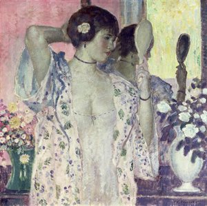 Lusterko ręczne (olej na płótnie) autorstwa Frederick Carl Frieseke