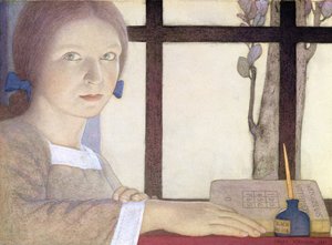 Czas lekcji (wc nad ołówkiem na papierze) autorstwa Frederick Cayley Robinson