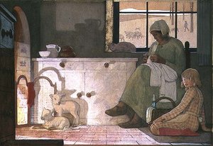 Studium dla „Przybranej matki” autorstwa Frederick Cayley Robinson