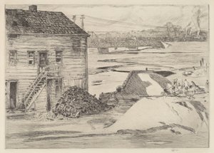 Odpływ, most Cos Cob, 1915. autorstwa Frederick Childe Hassam