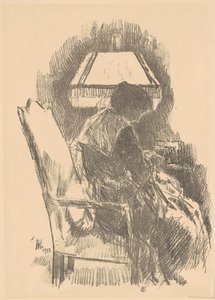 Pani Hassam Knitting duża, 1918. autorstwa Frederick Childe Hassam