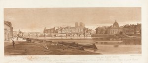 Widok na Port Neuf, część Luwru, Notre Dame i Kolegium Czterech Narodów, 1803; Tablica 7 z Widoków w Paryżu, śledzenie objętości Emanuela z płyty B1981.25.2616
