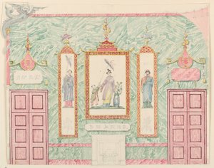 Rysunek, elewacja ścienna, prawdopodobnie dla sali bankietowej, Royal Pavilion, Brighton, 1815-22 autorstwa Frederick Crace