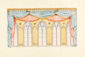Rysunek, dekoracja okna, prawdopodobnie dla wschodniej ściany Sali Muzycznej, Royal Pavilion, Brighton, 1820 r. autorstwa Frederick Crace
