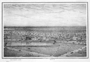 Esplanade Row i meczet, panorama Kalkuty, Indie, ok. 1840 r.