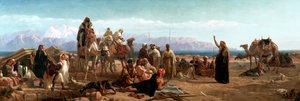 „Wczesny poranek na pustyni Shur”, 1860 autorstwa Frederick Goodall