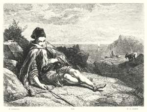 Childe Harold Lorda Byrona, Canto II, Stanza 52 (grawerowanie) autorstwa Frederick Goodall