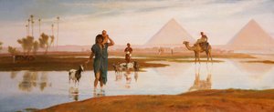 Wylew Nilu z piramidami autorstwa Frederick Goodall