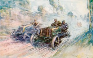 Brytyjski kierowca Charles Jarrott wygrywa Circuit des Ardennes 1902 na słynnym Panhardie „70” (kolor lito)