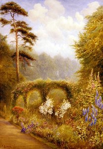 Lilie i Delphiniums, Golden Hill Park, Londyn (akwarela na papierze) autorstwa Frederick Henry Evans
