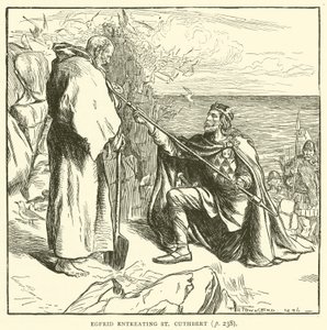 Egfrid błagający św. Cuthberta (rycina) autorstwa Frederick Henry Townsend