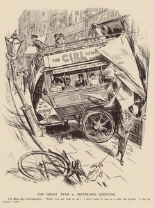 Wielkie pytanie między tramwajem a autobusem silnikowym (litografia) autorstwa Frederick Henry Townsend