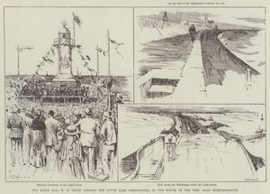 Szanowny WH Smith otwiera falochron South Gare, u ujścia Tees, niedaleko Middlesbrough autorstwa Frederick Henry Townsend