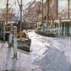 Naczynia spętane lodem (olej na płótnie) autorstwa Frederick John Mulhaupt