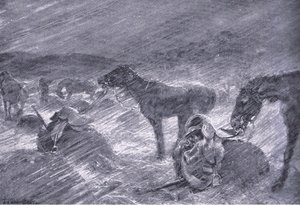 Południowoafrykańska burza gradowa, z After Pretoria: The Guerilla War, wydanej przez Harmsworth Bros Limited, 1901 r. autorstwa Frederick Judd Waugh