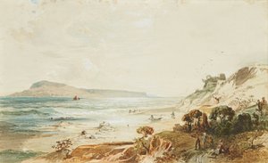 Widok na Portland i zamek Sandsfoot, Dorset (akwarela)
