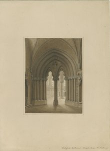 Wnętrze katedry w Lichfield - wejście do kapitularza: rysunek w sepii i [ok. 1820]